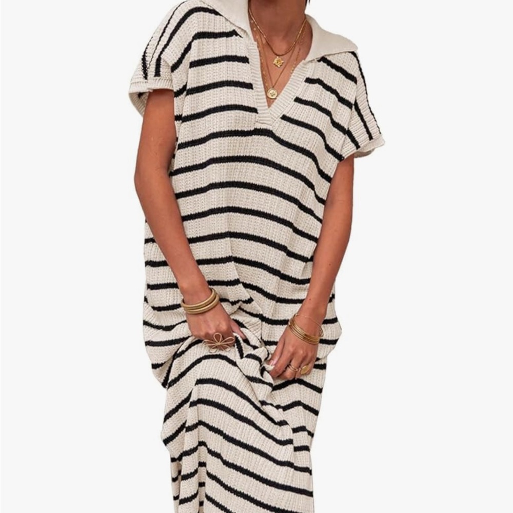 Striped Knit Cover-Up Dress